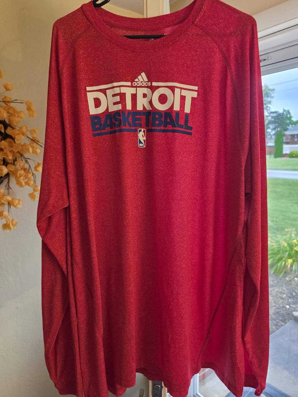 Adidas Detroit Basketball Red Long Sleeve Shirt
